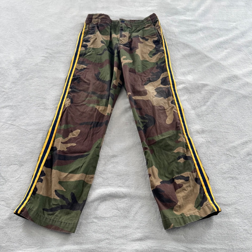 Polo Ralph Lauren Kids Camo Pants Yellow Side Stripe Woodland Camouflage Size 10